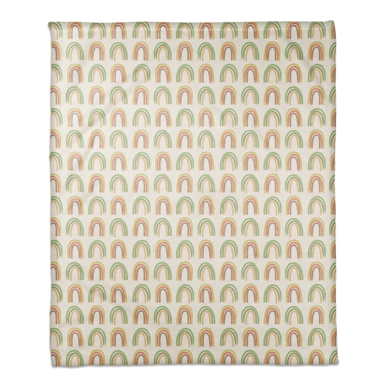 Straight Rainbow Pattern 50" x 60" Coral Fleece Blanket